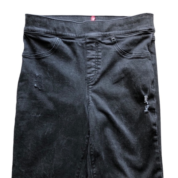 Spanx Jeans Distressed Pull On Stretch Skinny Black Size Medium - Picture 5 of 12